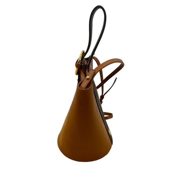Parisa Wang | Brown Leather Addicted Bucket Bag with Crossbody Strap - Picture 5 of 8